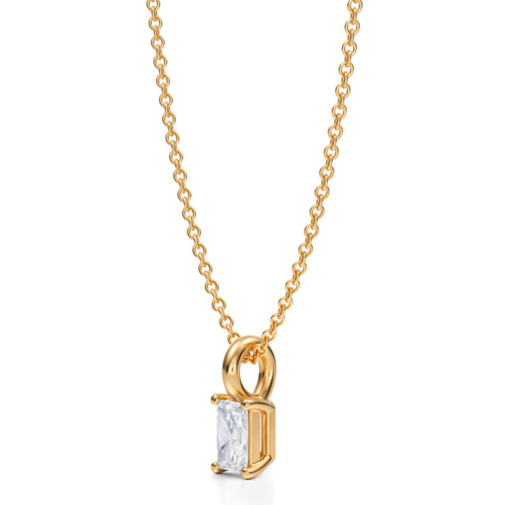 Radiant Solitaire Lab Diamond Pendant Necklace 14K Yellow Gold (0.33ct)