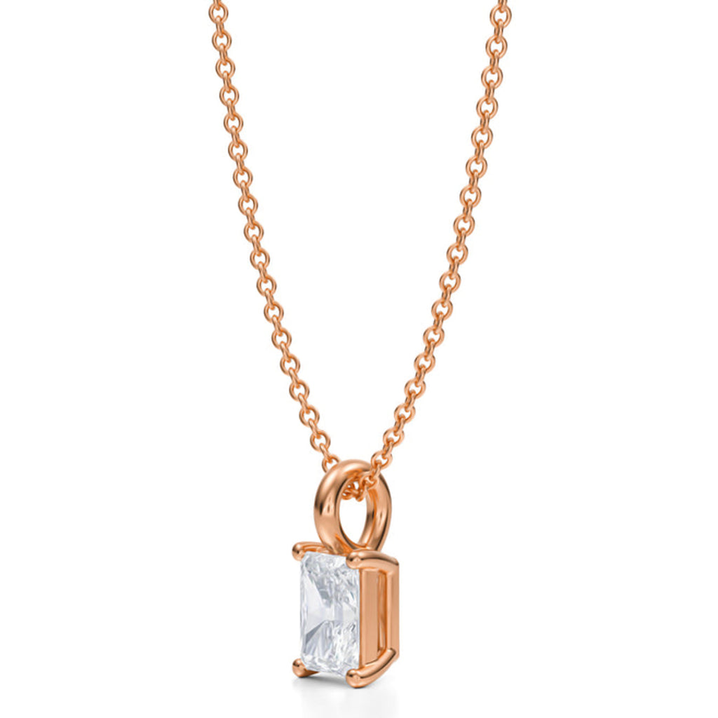 Radiant Solitaire Lab Diamond Pendant Necklace 14K Rose Gold (0.50ct)