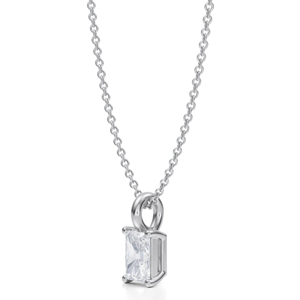 Radiant Solitaire Lab Diamond Pendant Necklace 14K White Gold (0.50ct)