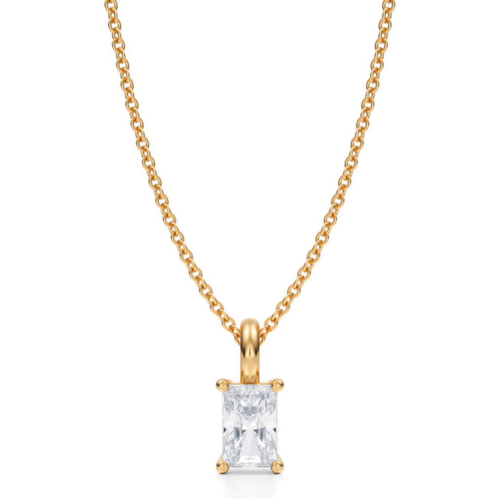 Radiant Solitaire Lab Diamond Pendant Necklace 14K Yellow Gold (0.50ct)