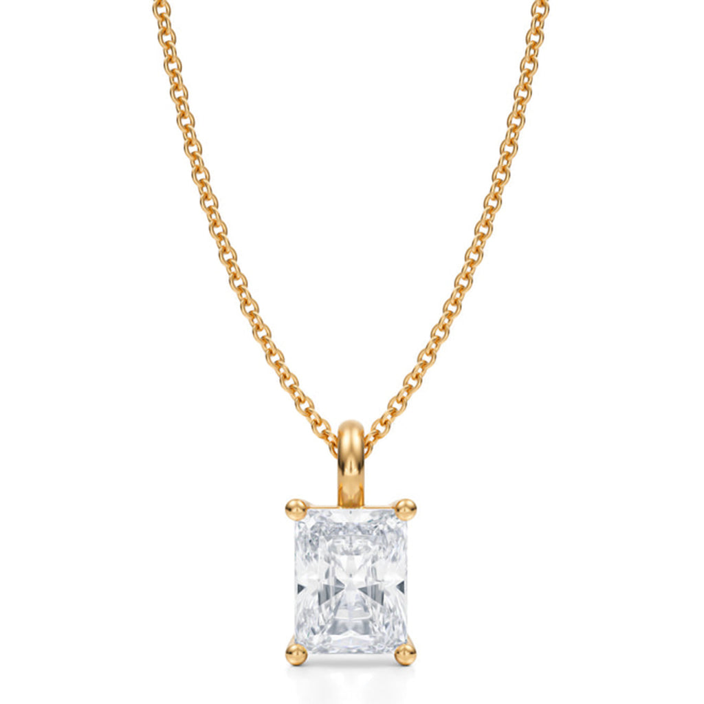 Radiant Solitaire Lab Diamond Pendant Necklace 14K Yellow Gold (1.00ct)