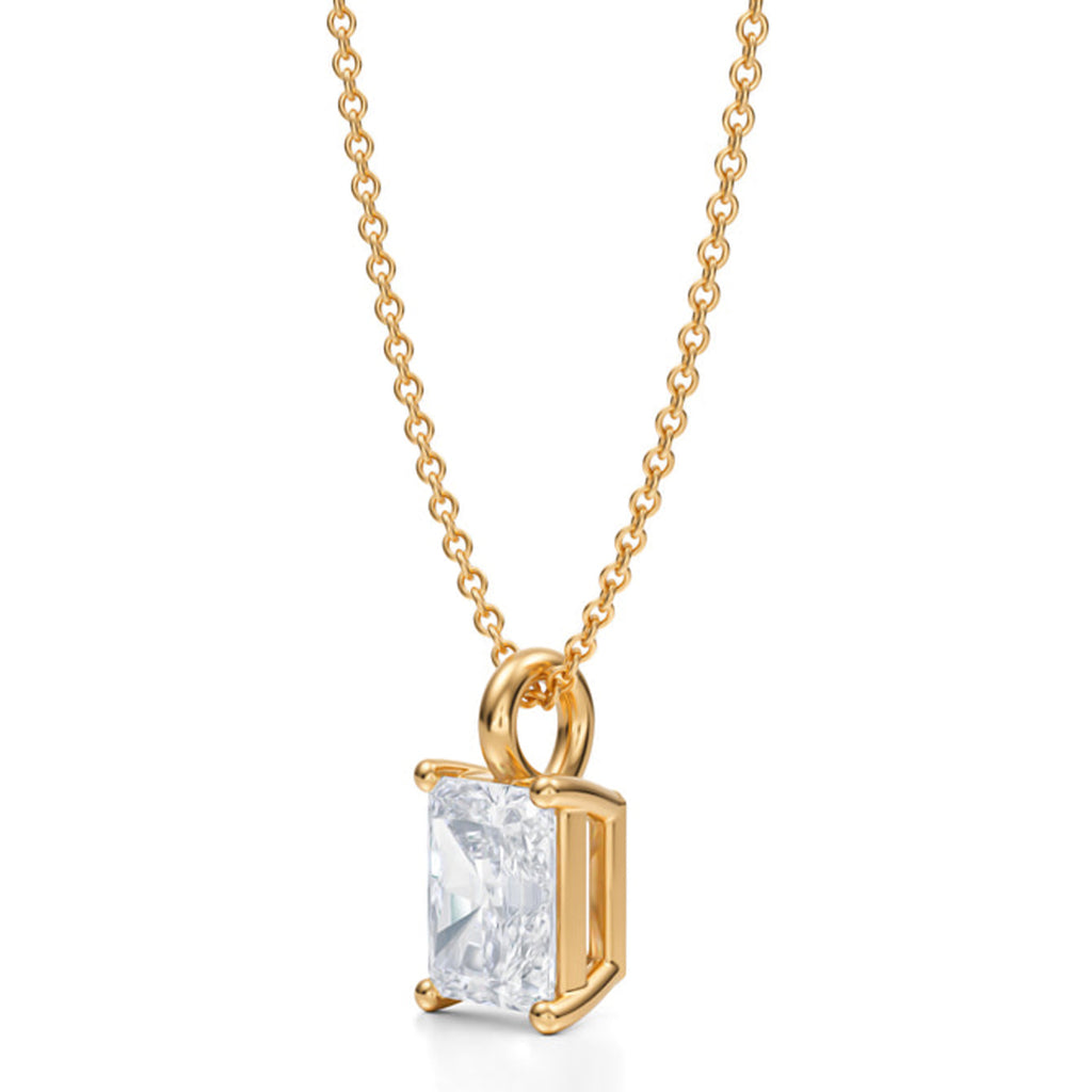 Radiant Solitaire Lab Diamond Pendant Necklace 14K Yellow Gold (1.00ct)