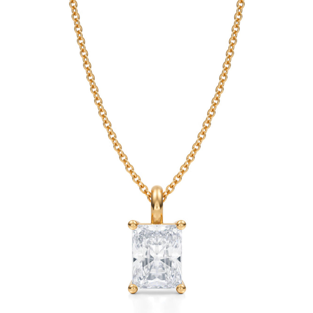 Radiant Solitaire Lab Diamond Pendant Necklace 14K Yellow Gold (1.50ct)