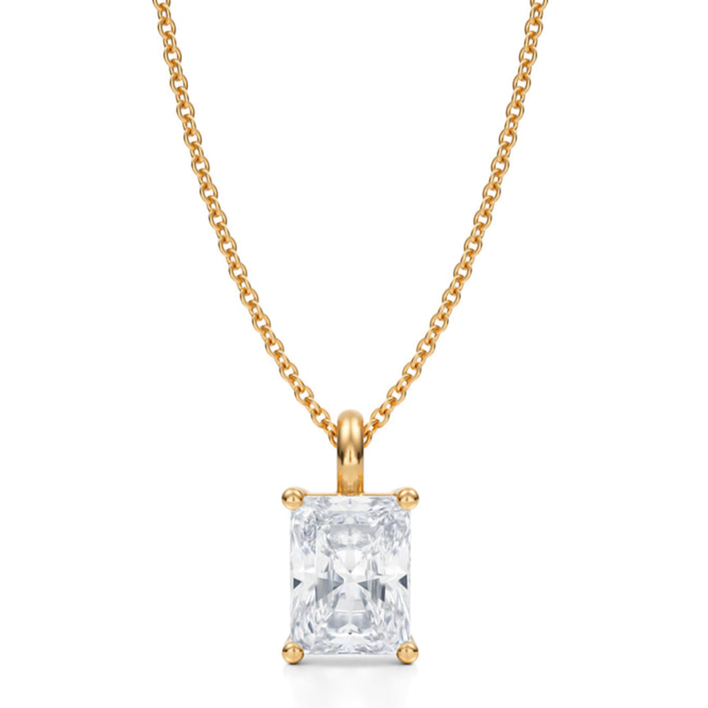 Radiant Solitaire Lab Diamond Pendant Necklace 14K Yellow Gold (2.00ct)