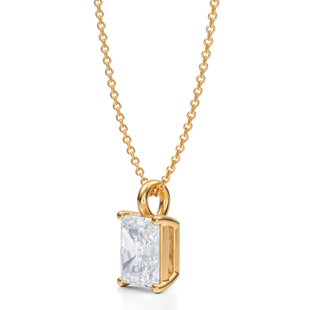 Radiant Solitaire Lab Diamond Pendant Necklace 14K Yellow Gold (2.00ct)
