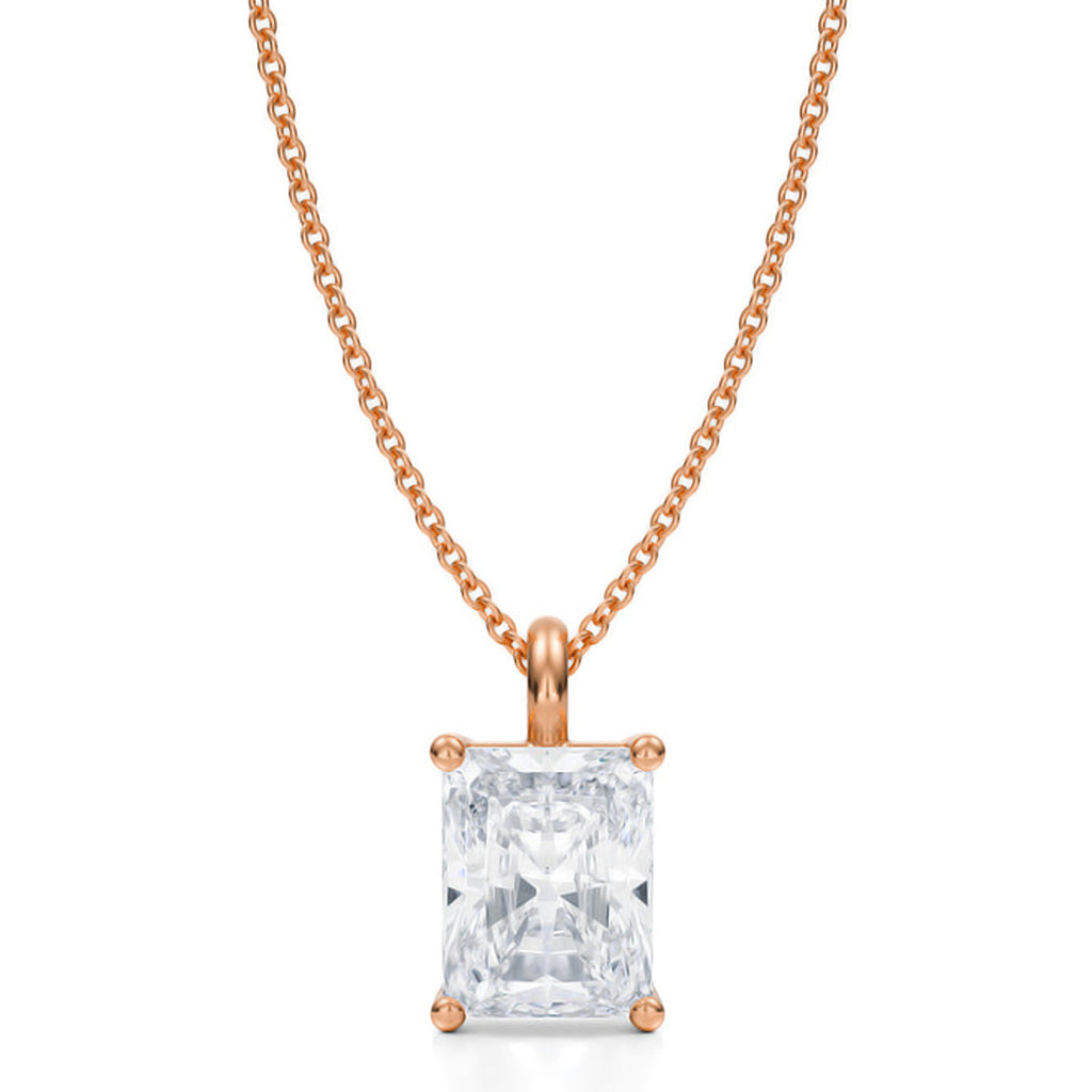 Radiant Solitaire Lab Diamond Pendant Necklace 14K Rose Gold (2.50ct)
