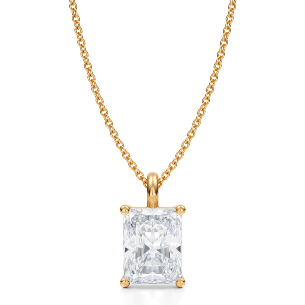 Radiant Solitaire Lab Diamond Pendant Necklace 14K Yellow Gold (2.50ct)