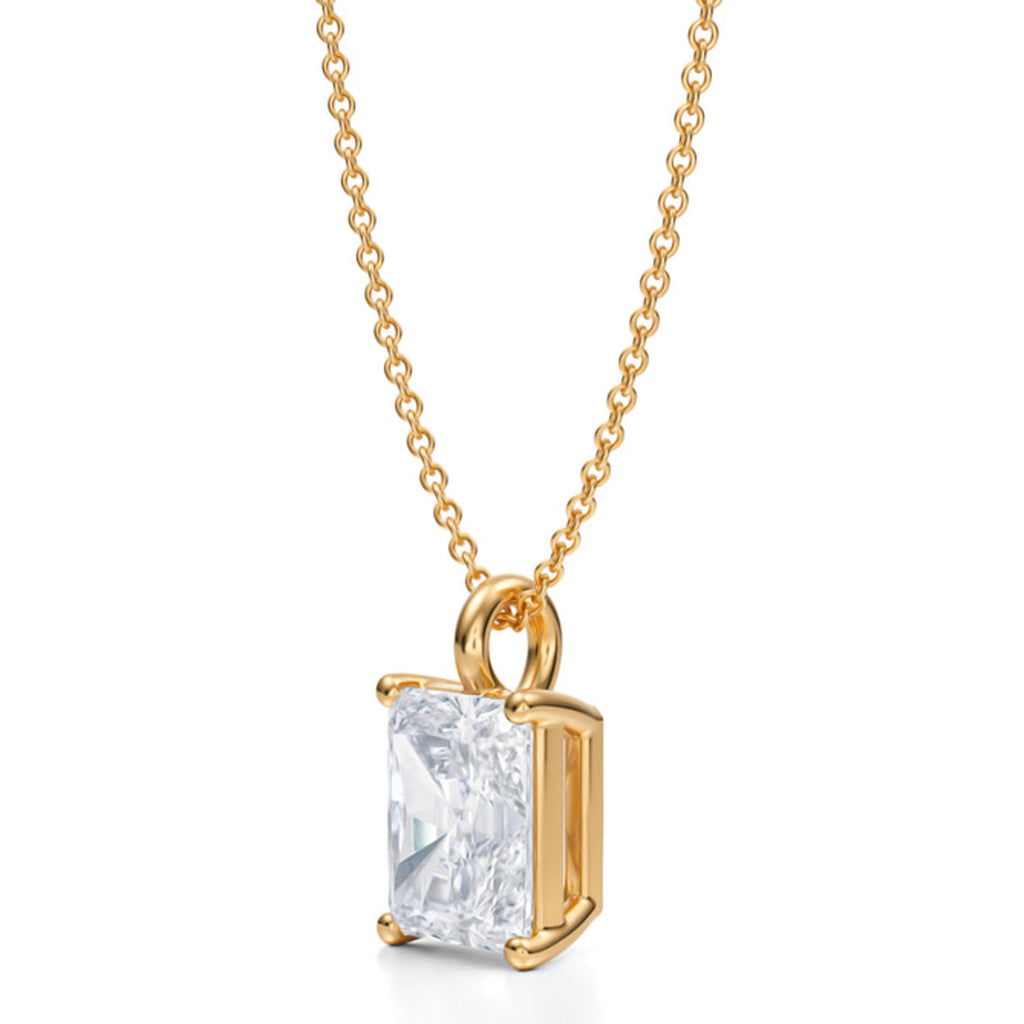 Radiant Solitaire Lab Diamond Pendant Necklace 14K Yellow Gold (2.50ct)