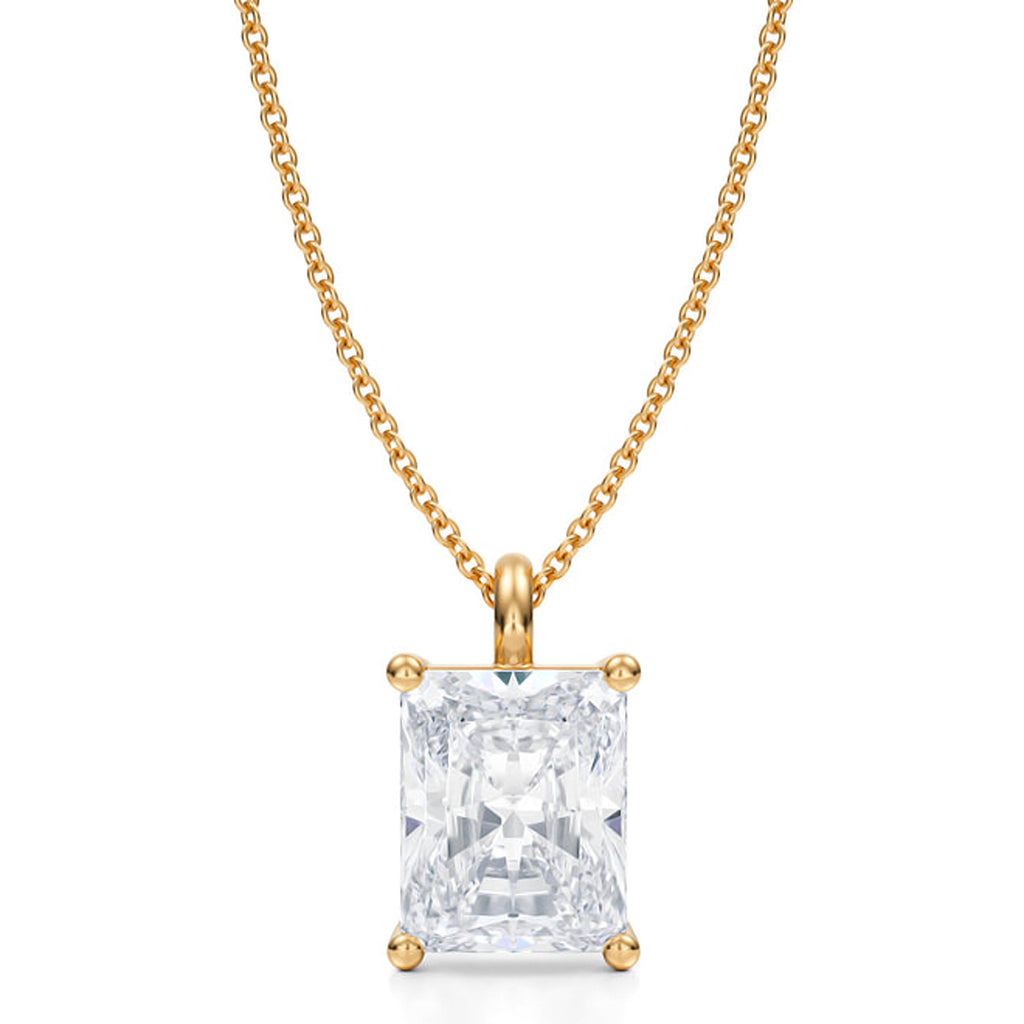 Radiant Solitaire Lab Diamond Pendant Necklace 14K Yellow Gold (3.50ct)
