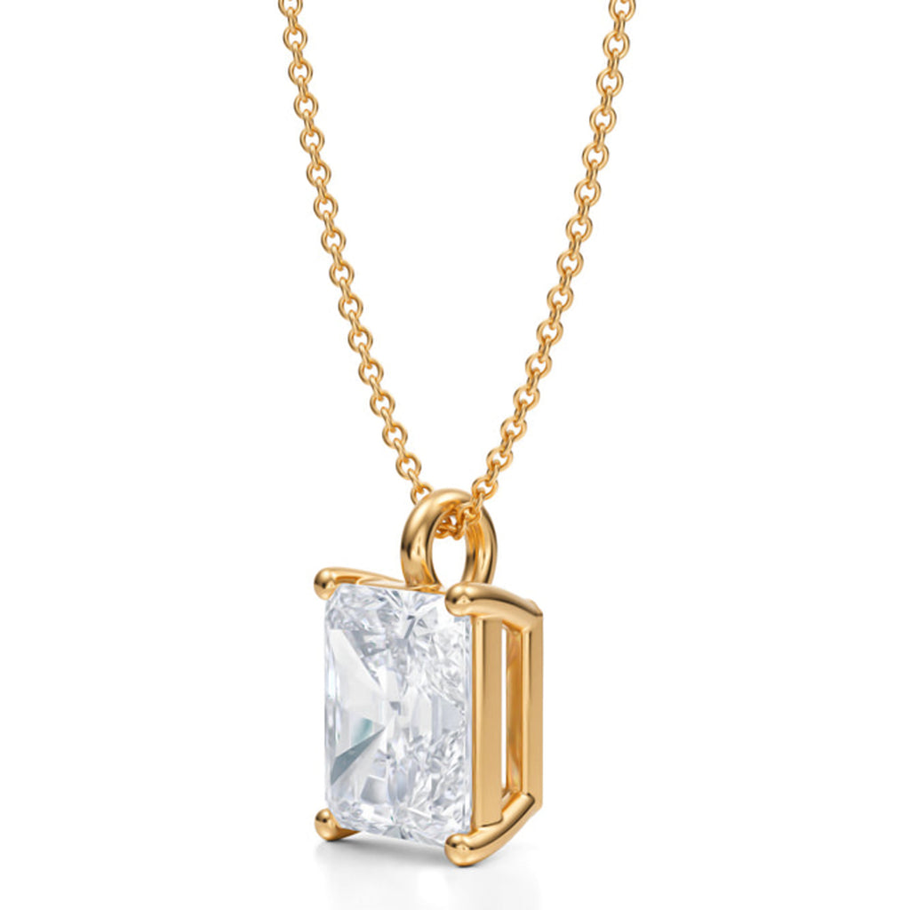 Radiant Solitaire Lab Diamond Pendant Necklace 14K Yellow Gold (3.50ct)