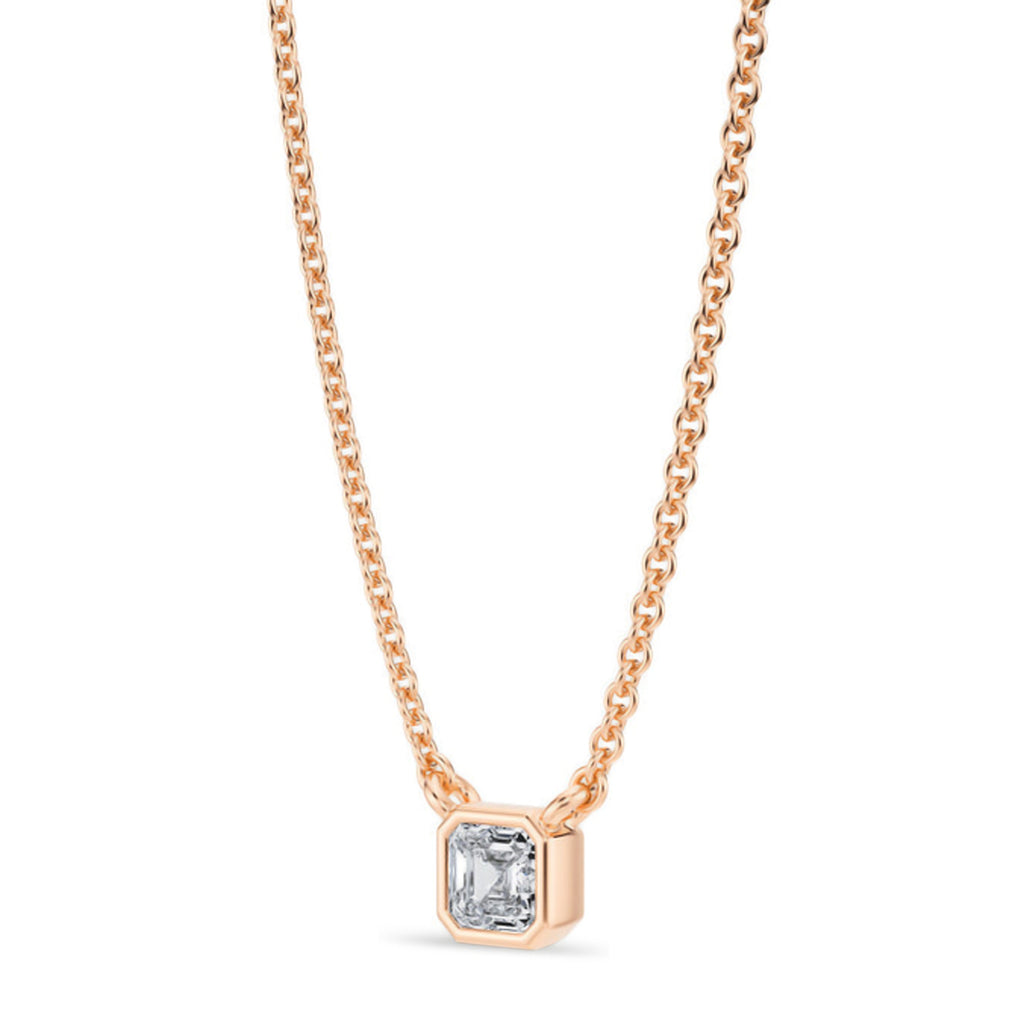Asscher Lab Diamond Solitaire Pendant Necklace 14K Rose Gold (0.25ct)