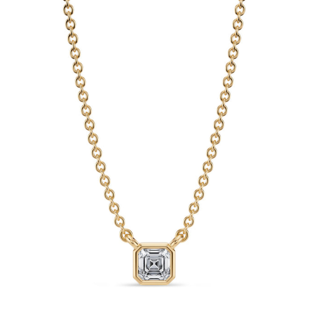 Asscher Lab Diamond Solitaire Pendant Necklace 14K Yellow Gold (0.25ct)