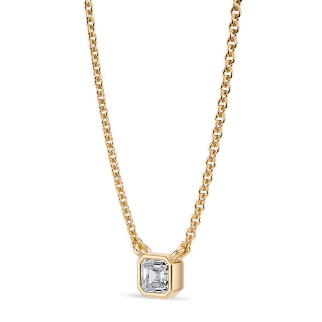 Asscher Lab Diamond Solitaire Pendant Necklace 14K Yellow Gold (0.25ct)
