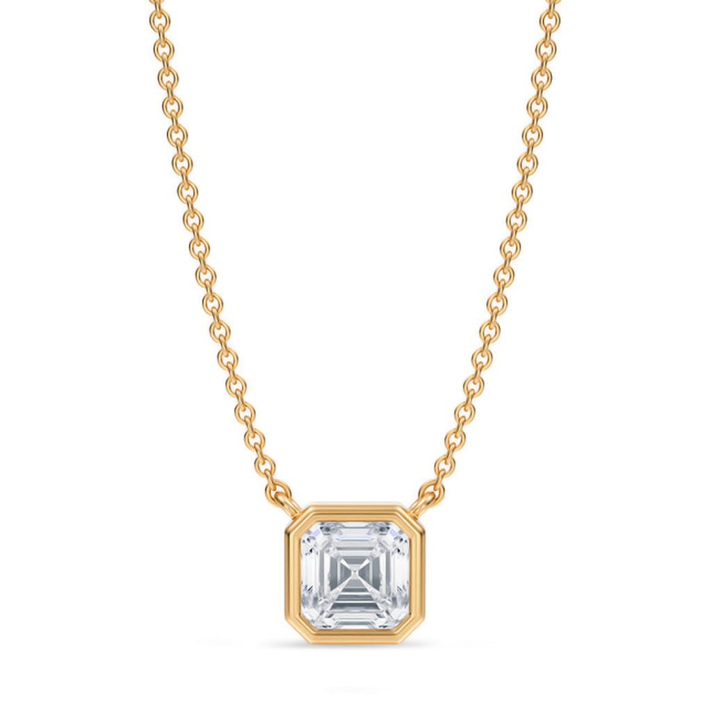 Asscher Lab Diamond Solitaire Pendant Necklace 14K Yellow Gold (1.00ct)