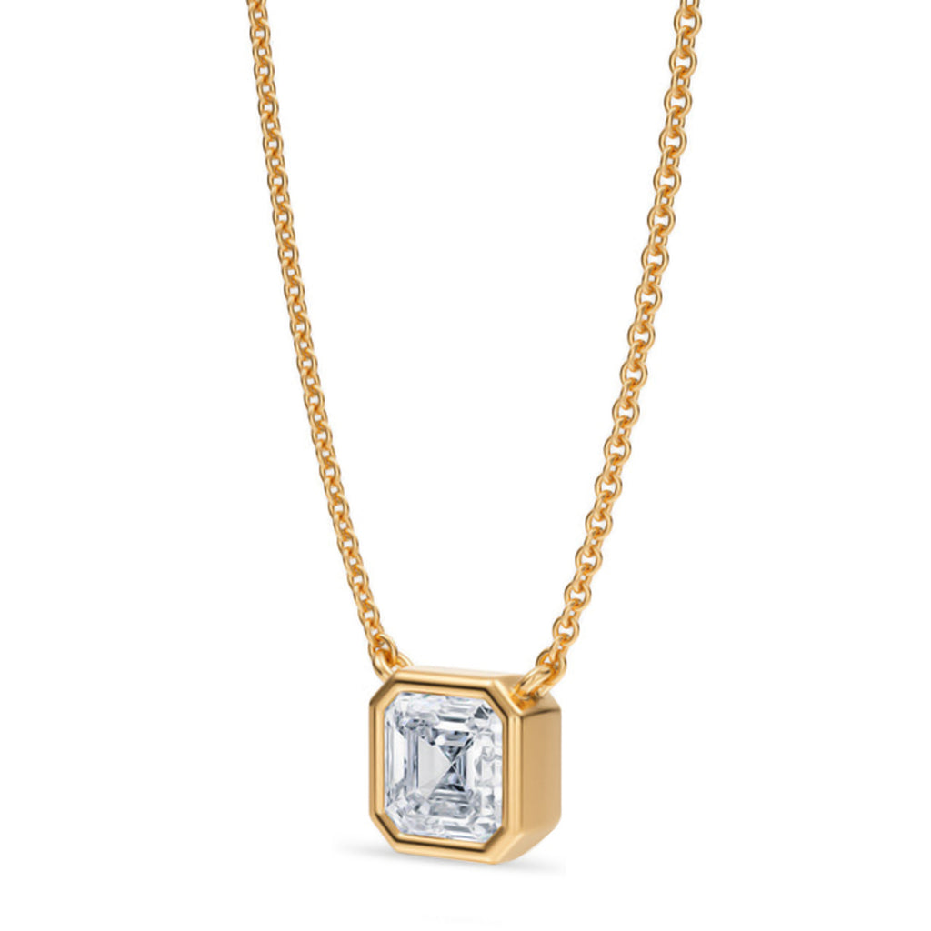Asscher Lab Diamond Solitaire Pendant Necklace 14K Yellow Gold (1.00ct)