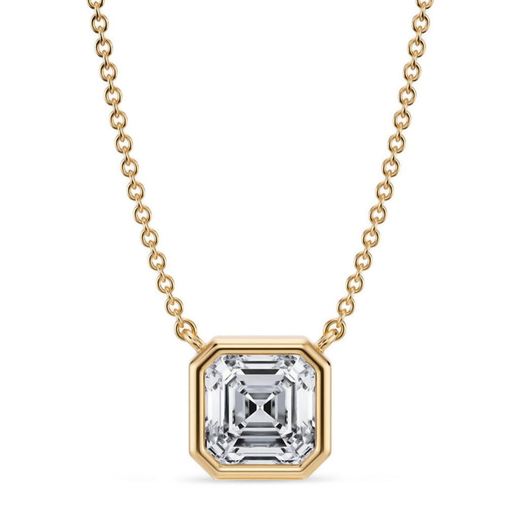 Asscher Lab Diamond Solitaire Pendant Necklace 14K Yellow Gold (1.50ct)