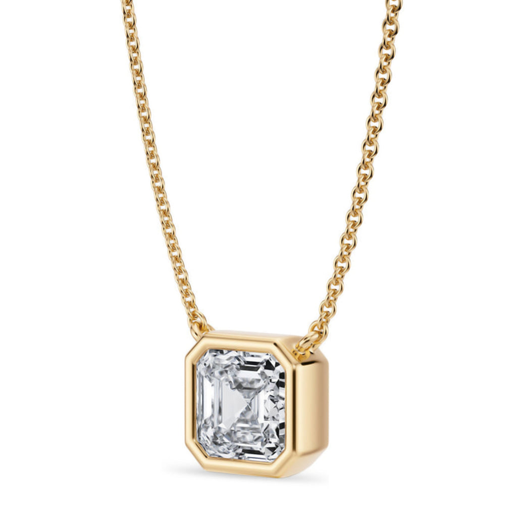 Asscher Lab Diamond Solitaire Pendant Necklace 14K Yellow Gold (1.50ct)