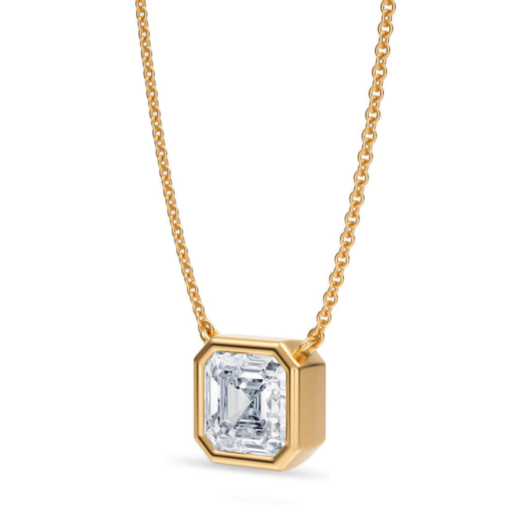 Asscher Lab Diamond Solitaire Pendant Necklace 14K Yellow Gold (2.00ct)