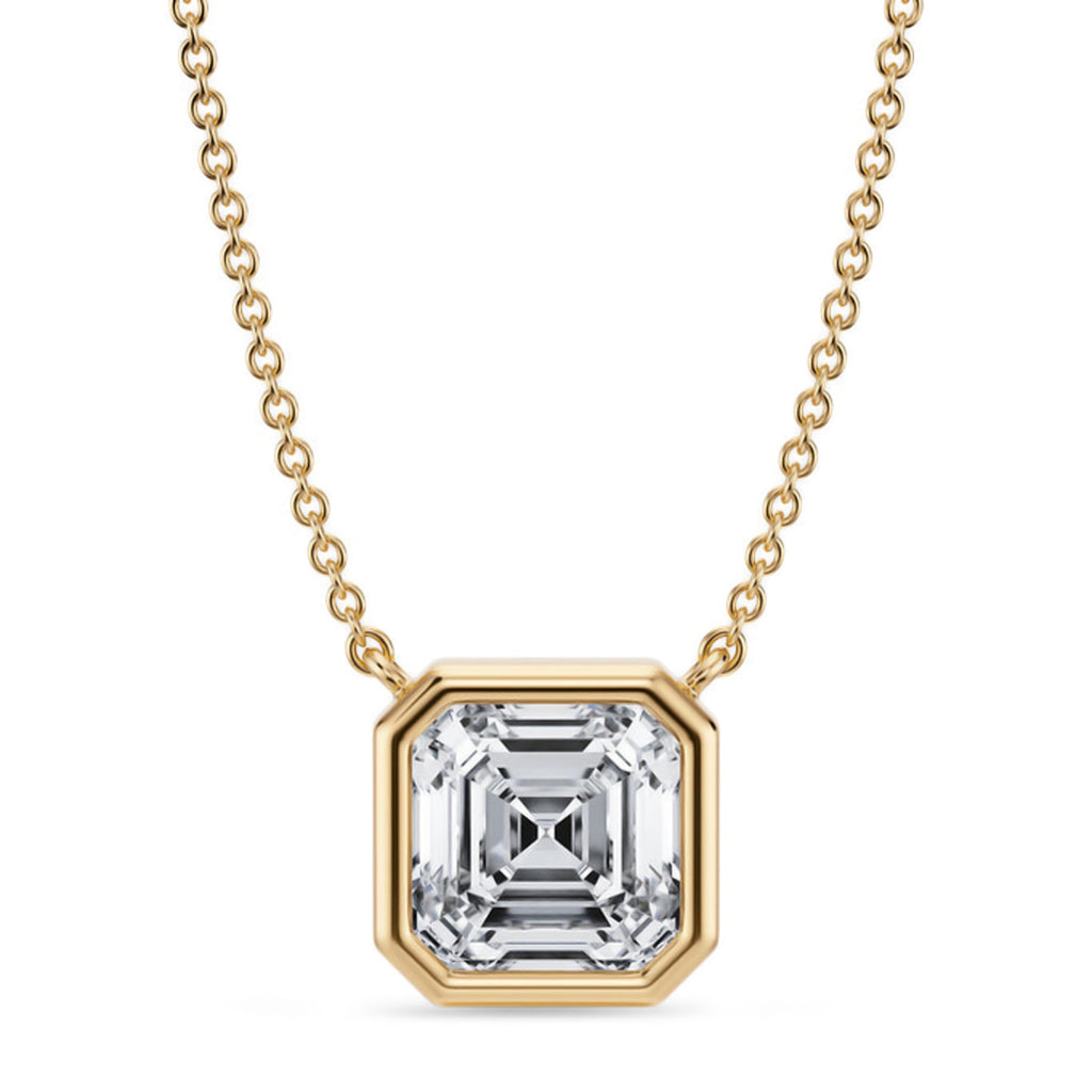 Asscher Lab Diamond Solitaire Pendant Necklace 14K Yellow Gold (2.50ct)