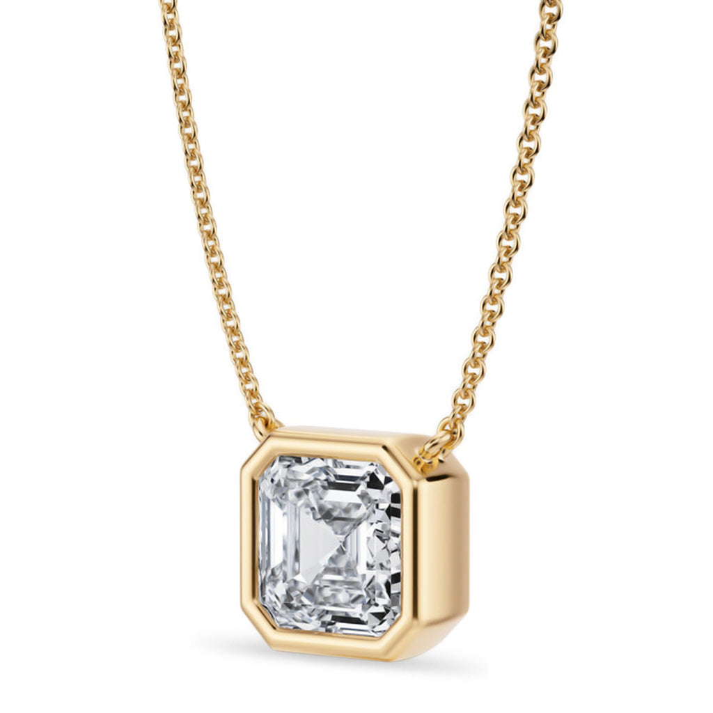 Asscher Lab Diamond Solitaire Pendant Necklace 14K Yellow Gold (2.50ct)