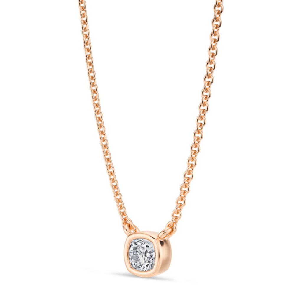 Cushion Lab Diamond Solitaire Pendant Necklace 14K Rose Gold (0.25ct)