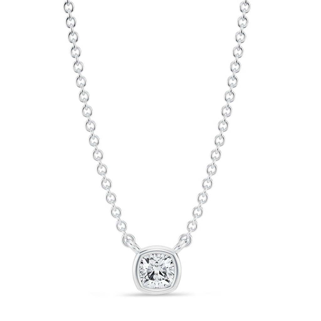 Cushion Lab Diamond Solitaire Pendant Necklace 14K White Gold (0.25ct)