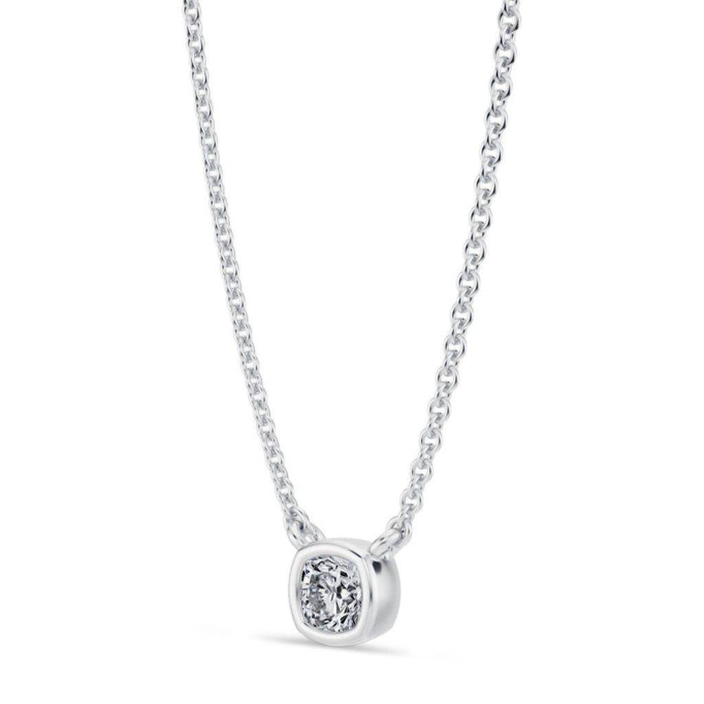 Cushion Lab Diamond Solitaire Pendant Necklace 14K White Gold (0.25ct)