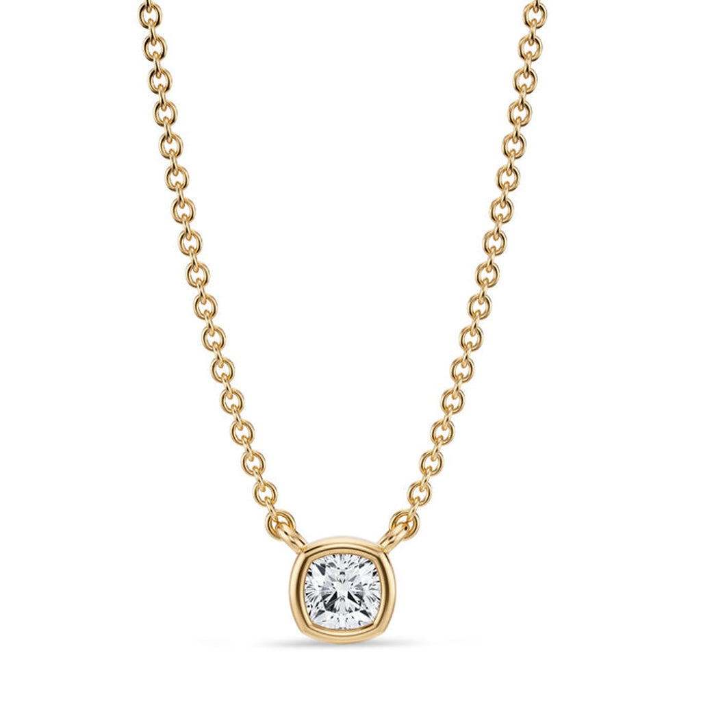 Cushion Lab Diamond Solitaire Pendant Necklace 14K Yellow Gold (0.25ct)