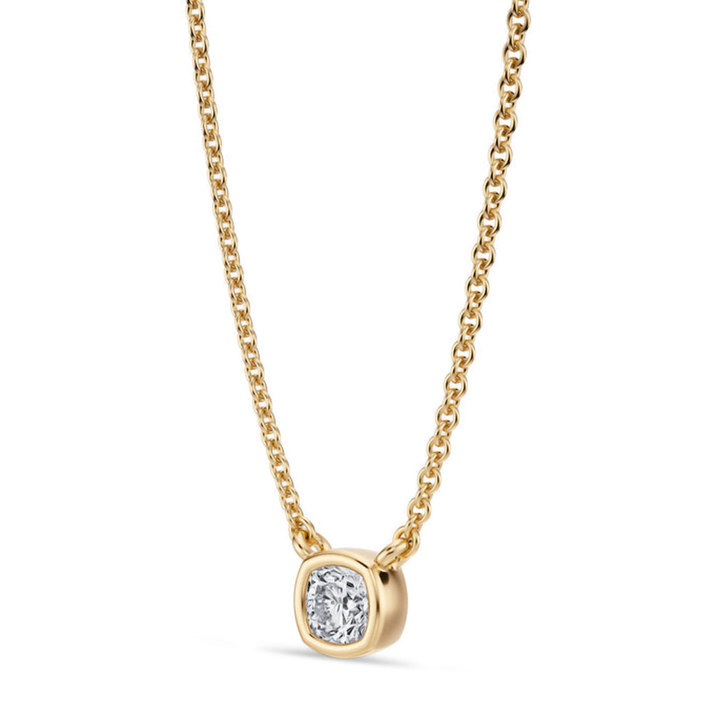 Cushion Lab Diamond Solitaire Pendant Necklace 14K Yellow Gold (0.25ct)