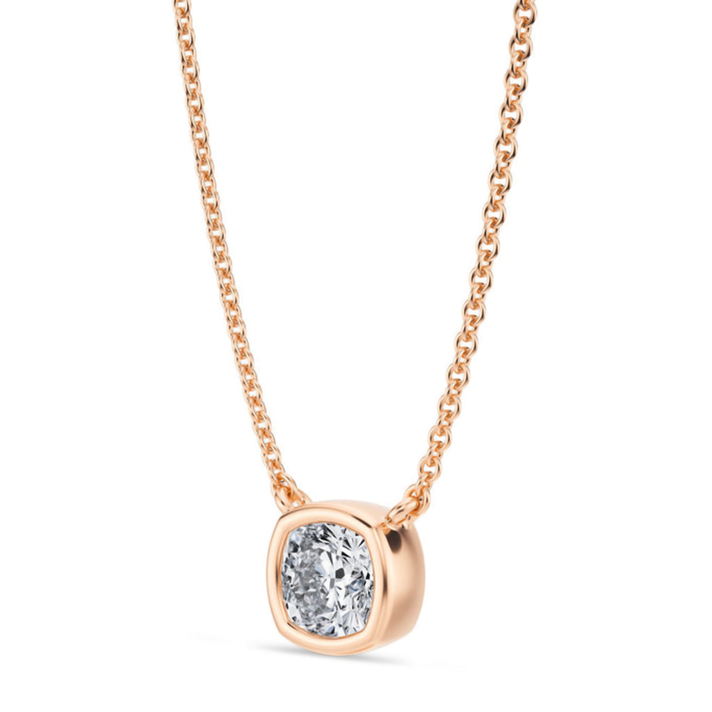 Cushion Lab Diamond Solitaire Pendant Necklace 14K Rose Gold (0.50ct)