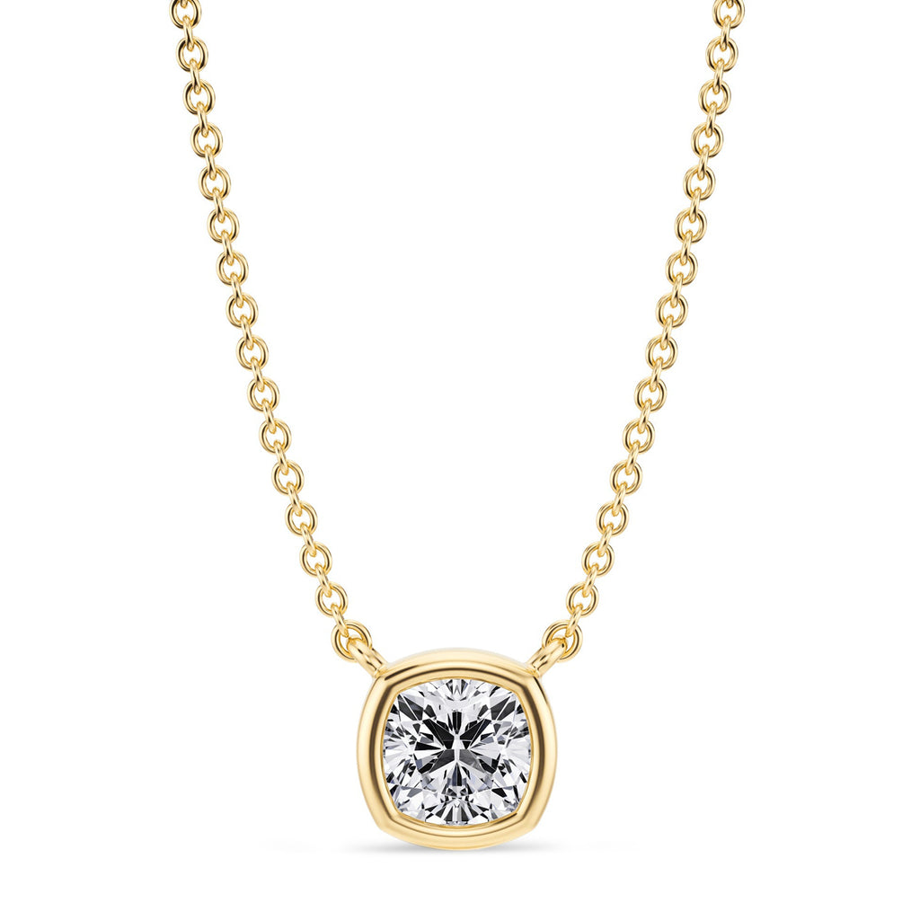 Cushion Lab Diamond Solitaire Pendant Necklace 14K Yellow Gold (0.50ct)