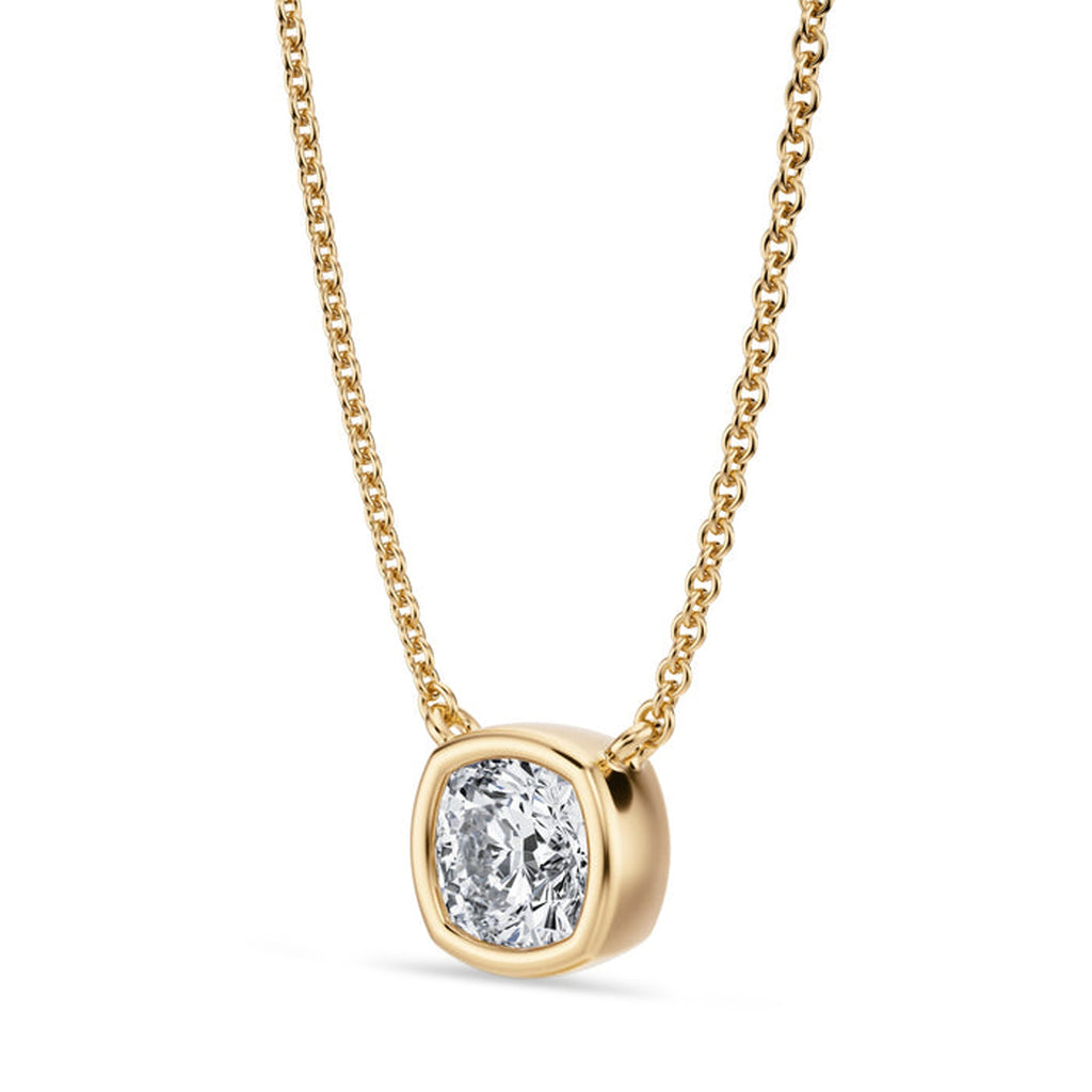 Cushion Lab Diamond Solitaire Pendant Necklace 14K Yellow Gold (0.75ct)