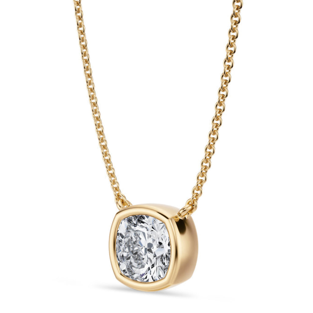 Cushion Lab Diamond Solitaire Pendant Necklace 14K Yellow Gold (1.50ct)