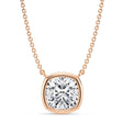 Cushion Lab Diamond Solitaire Pendant Necklace 14K Rose Gold (3.00ct)