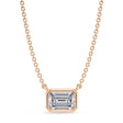 Emerald Lab Diamond Solitaire Pendant Necklace 14K Rose Gold (0.75ct)