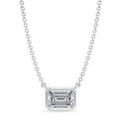 Emerald Lab Diamond Solitaire Pendant Necklace 14K White Gold (0.75ct)
