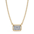 Emerald Lab Diamond Solitaire Pendant Necklace 14K Yellow Gold (0.75ct)