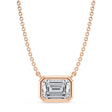 Emerald Lab Diamond Solitaire Pendant Necklace 14K Rose Gold (1.50ct)