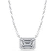 Emerald Lab Diamond Solitaire Pendant Necklace 14K White Gold (1.50ct)