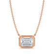 Emerald Lab Diamond Solitaire Pendant Necklace 14K Rose Gold (2.00ct)
