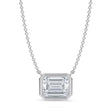 Emerald Lab Diamond Solitaire Pendant Necklace 14K White Gold (2.00ct)