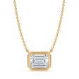 Emerald Lab Diamond Solitaire Pendant Necklace 14K Yellow Gold (2.00ct)