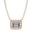 Emerald Lab Diamond Solitaire Pendant Necklace 14K Rose Gold (2.50ct)