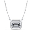 Emerald Lab Diamond Solitaire Pendant Necklace 14K White Gold (2.50ct)