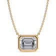 Emerald Lab Diamond Solitaire Pendant Necklace 14K Yellow Gold (2.50ct)