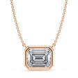 Emerald Lab Diamond Solitaire Pendant Necklace 14K Rose Gold (3.00ct)