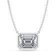 Emerald Lab Diamond Solitaire Pendant Necklace 14K White Gold (3.00ct)