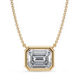 Emerald Lab Diamond Solitaire Pendant Necklace 14K Yellow Gold (3.00ct)