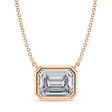 Emerald Lab Diamond Solitaire Pendant Necklace 14K Rose Gold (3.50ct)