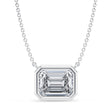 Emerald Lab Diamond Solitaire Pendant Necklace 14K White Gold (3.50ct)